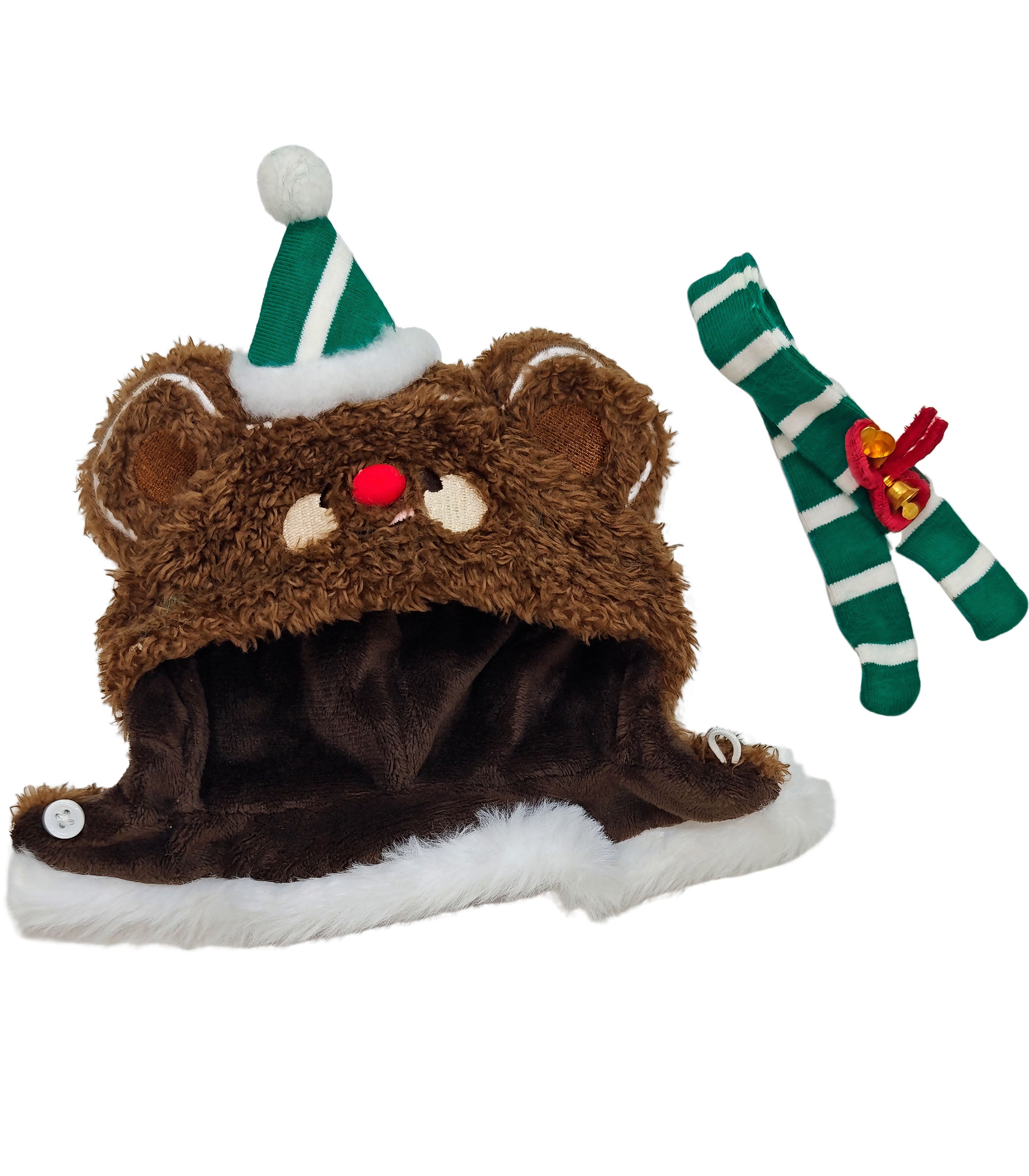 Doll Clothes |Christmas Gingerbread Bear Balaclava Set - Festive & Fun |  Doll's Bear Hood
